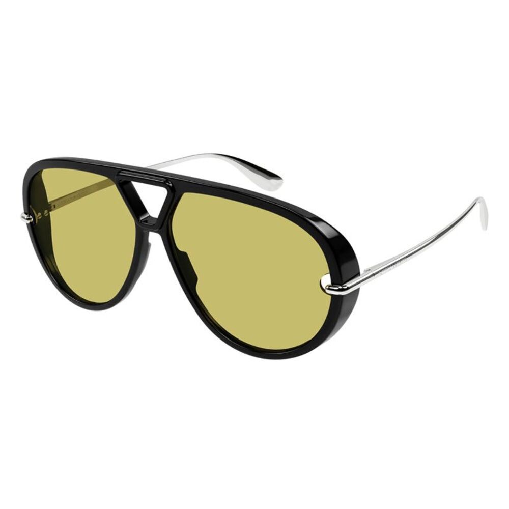 Bottega Veneta Sunglasses Aviator Full Rim, Shiny Black Frame and Mustard Lens